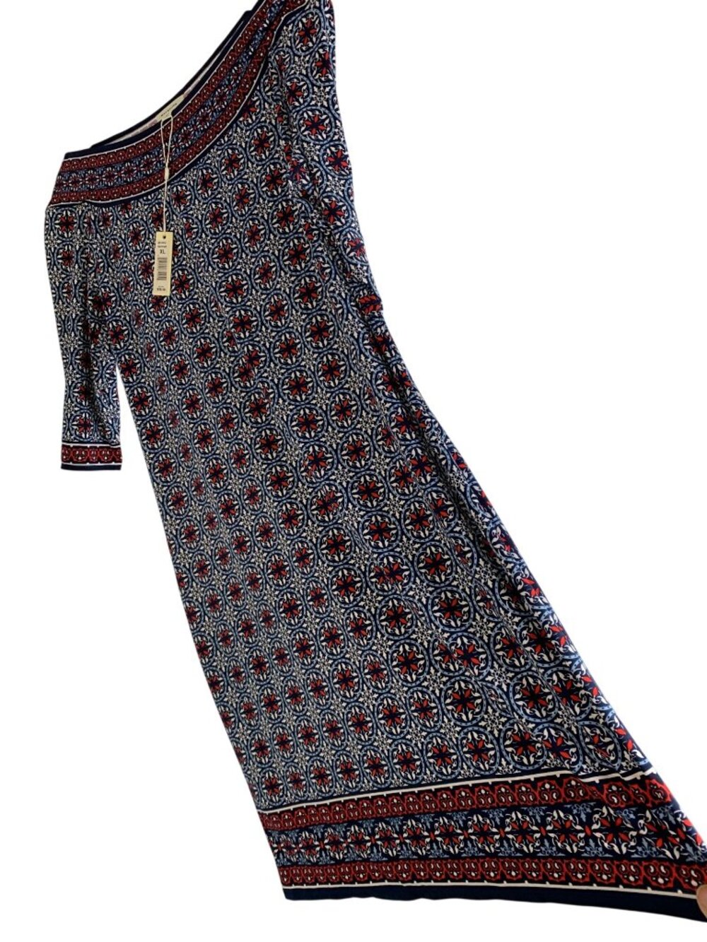 NWT Max Studio Mosaic Print Knee Dress Lightweight Travel XL Jersey 3/4 Sleeve - Picture 11 of 12